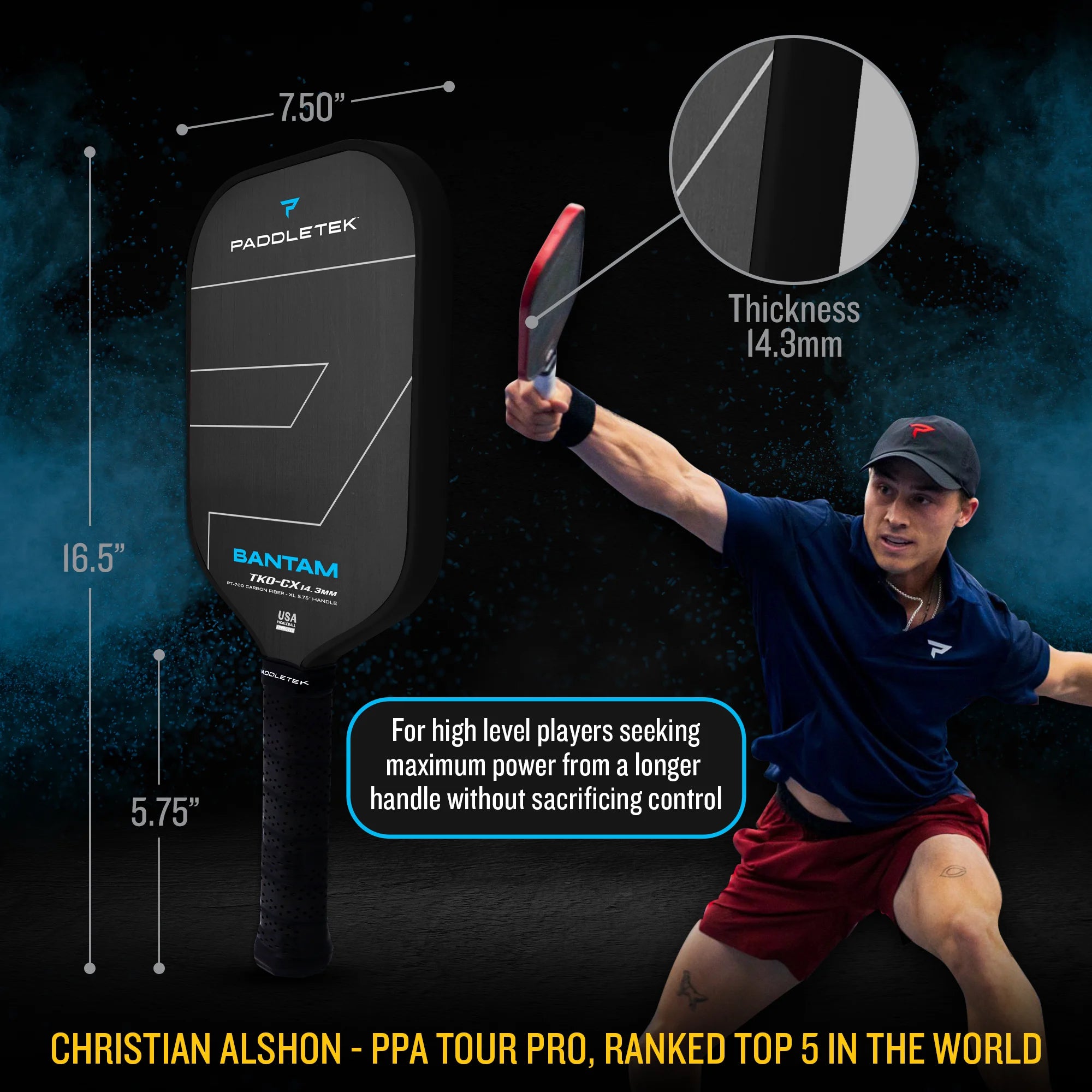 Bantam TKO-CX 14.3mm Pickleball Paddle
